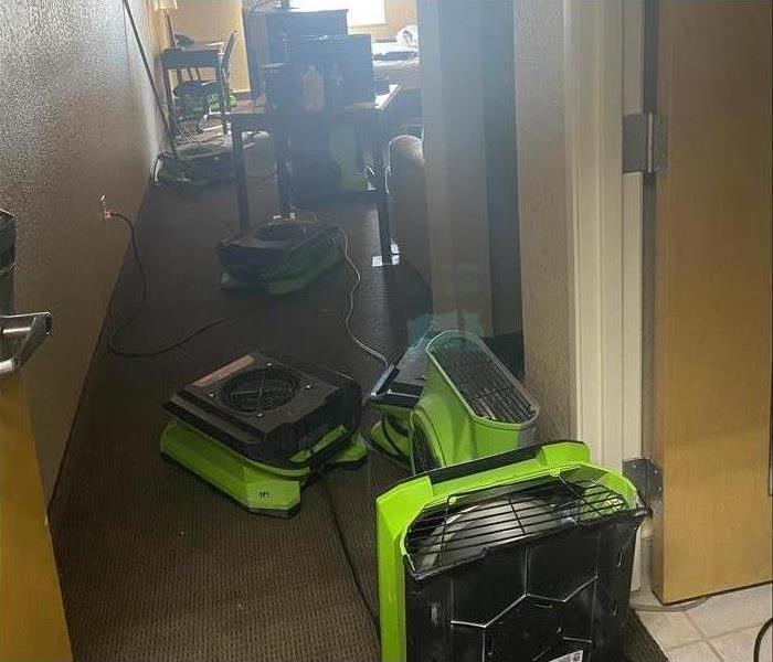 SERVPRO drying equipment located in hotel room